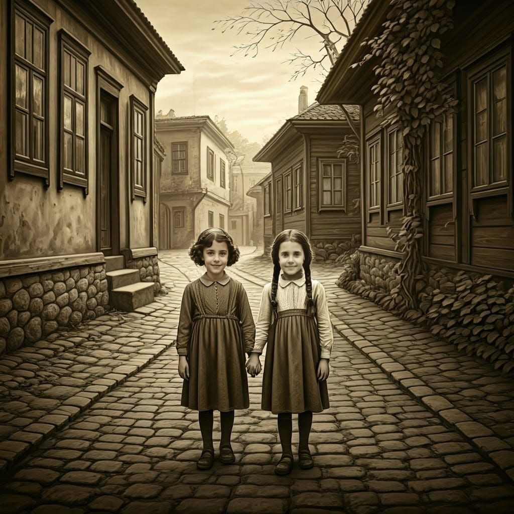 Charming Jewish Girls Stroll through a Historic Eastern Euro...