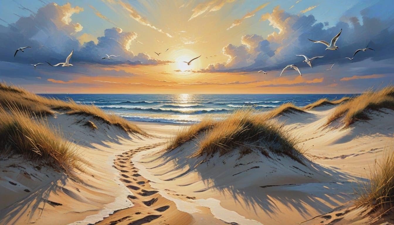 Impressionistic Baltic Sea Dunes in Golden Hour