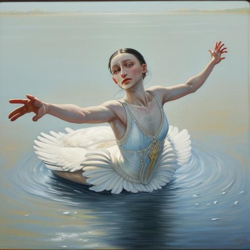 Anna Pavlova's Dying Swan: Oil Painting