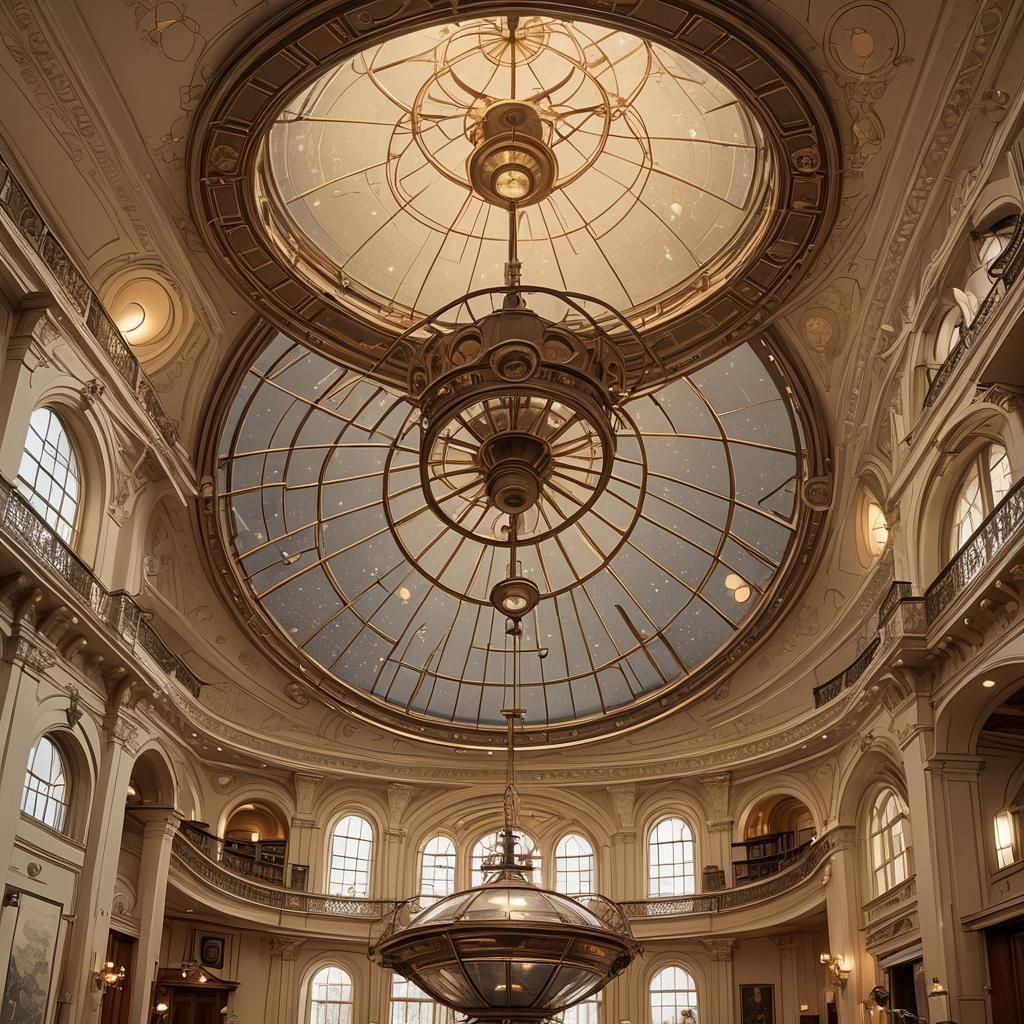 Jugendstil Mansion Study Hall with Steampunk Skylight