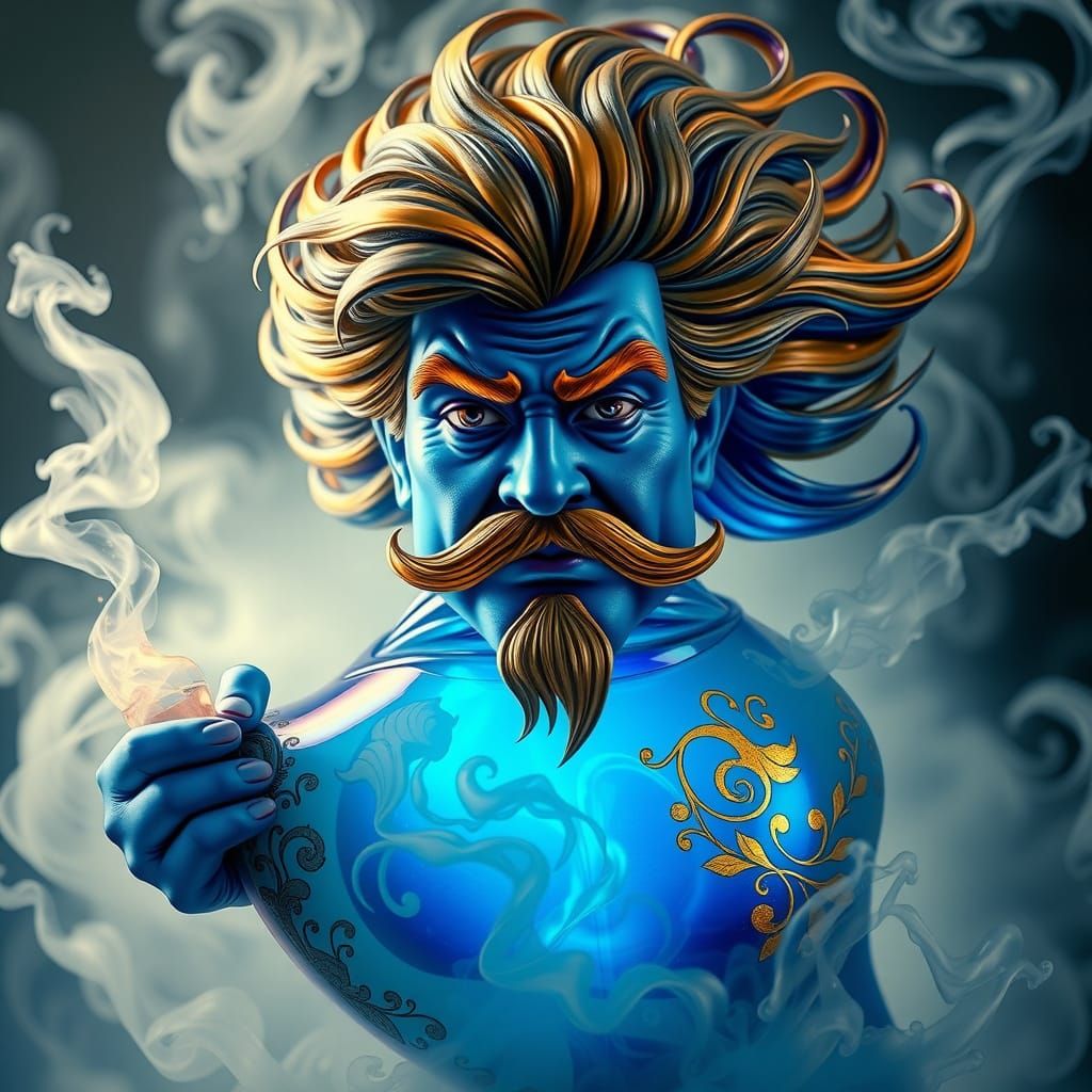 Majestic Iridescent Genie Materializes in Glittering Golden ...