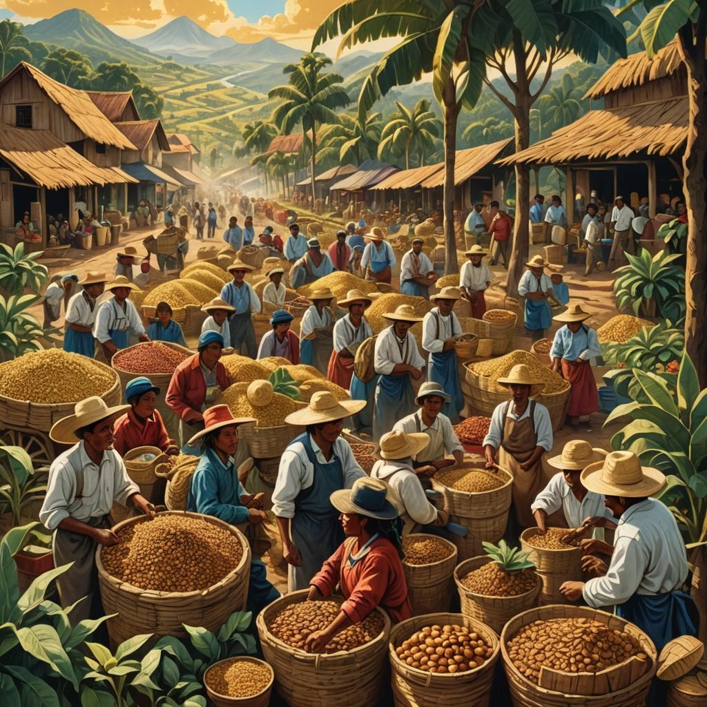 Bustling Marketplace in New Granada: South American Folk Art