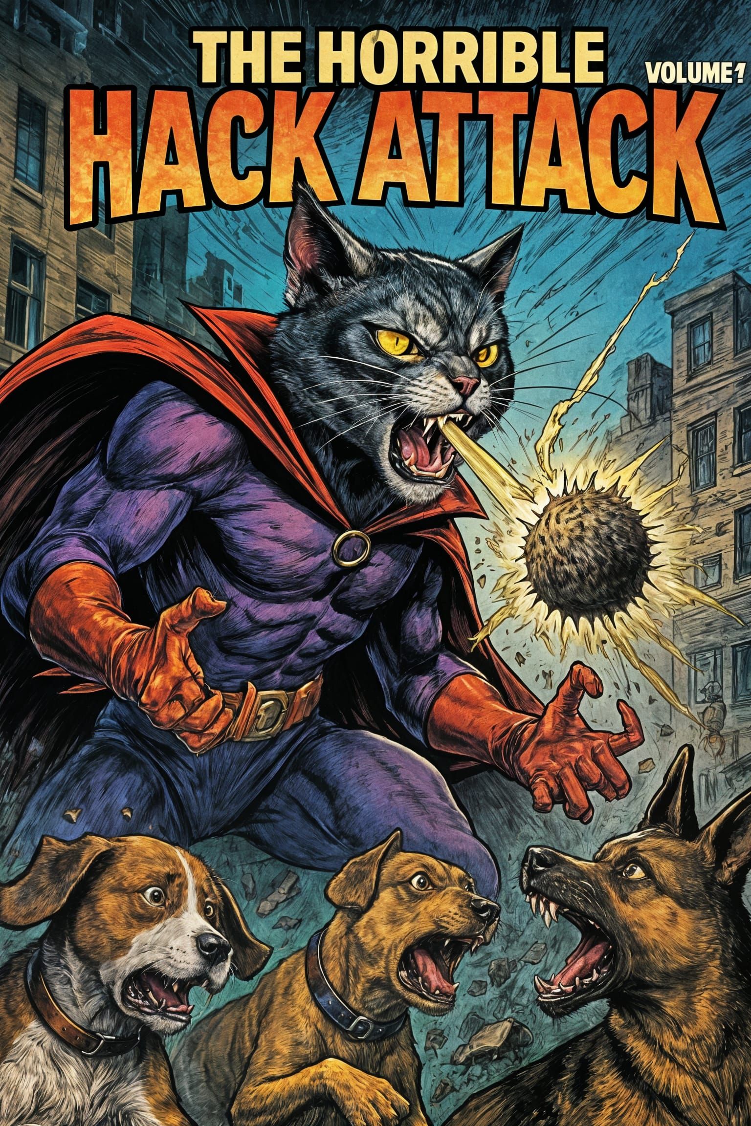 Feline Supervillain's Epic Hairball Attack