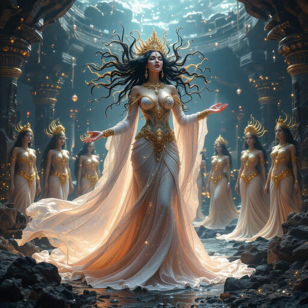 Godlike Siren Queen Singing in Abyssal Depths