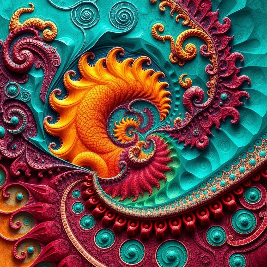 Intricate Fractal Mosaic in Psychedelic Style