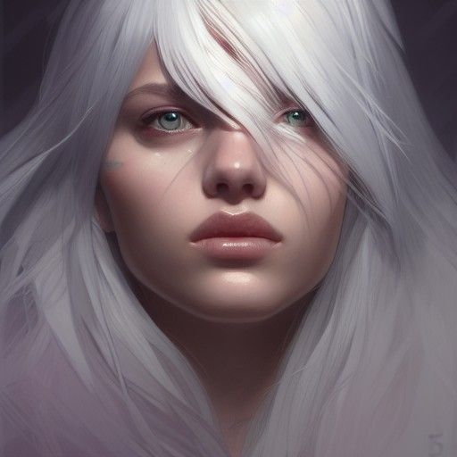 White-Haired Girl Portrait with Dynamic Lighting