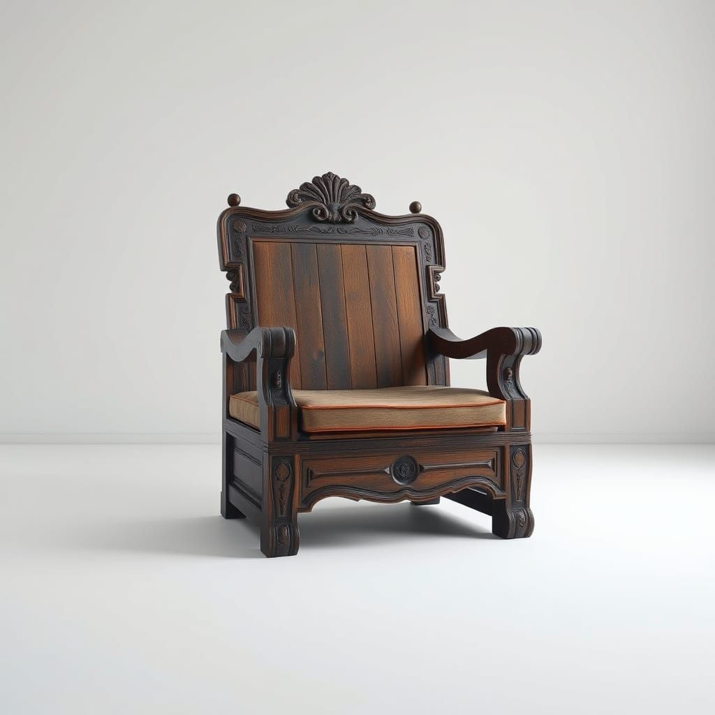 Sculptural Minimalist Chair in Monochromatic Space