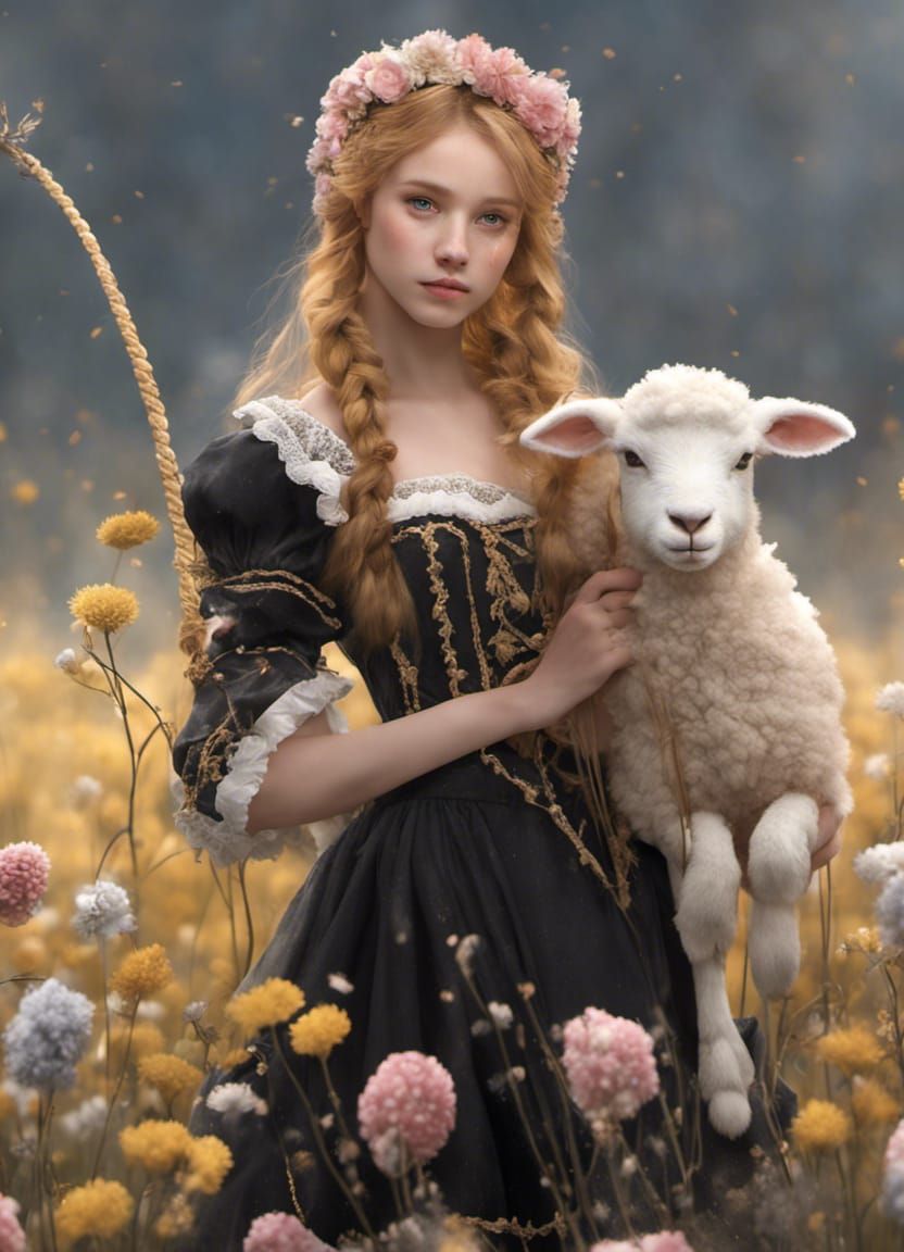 Bo Peep With Her Lambs