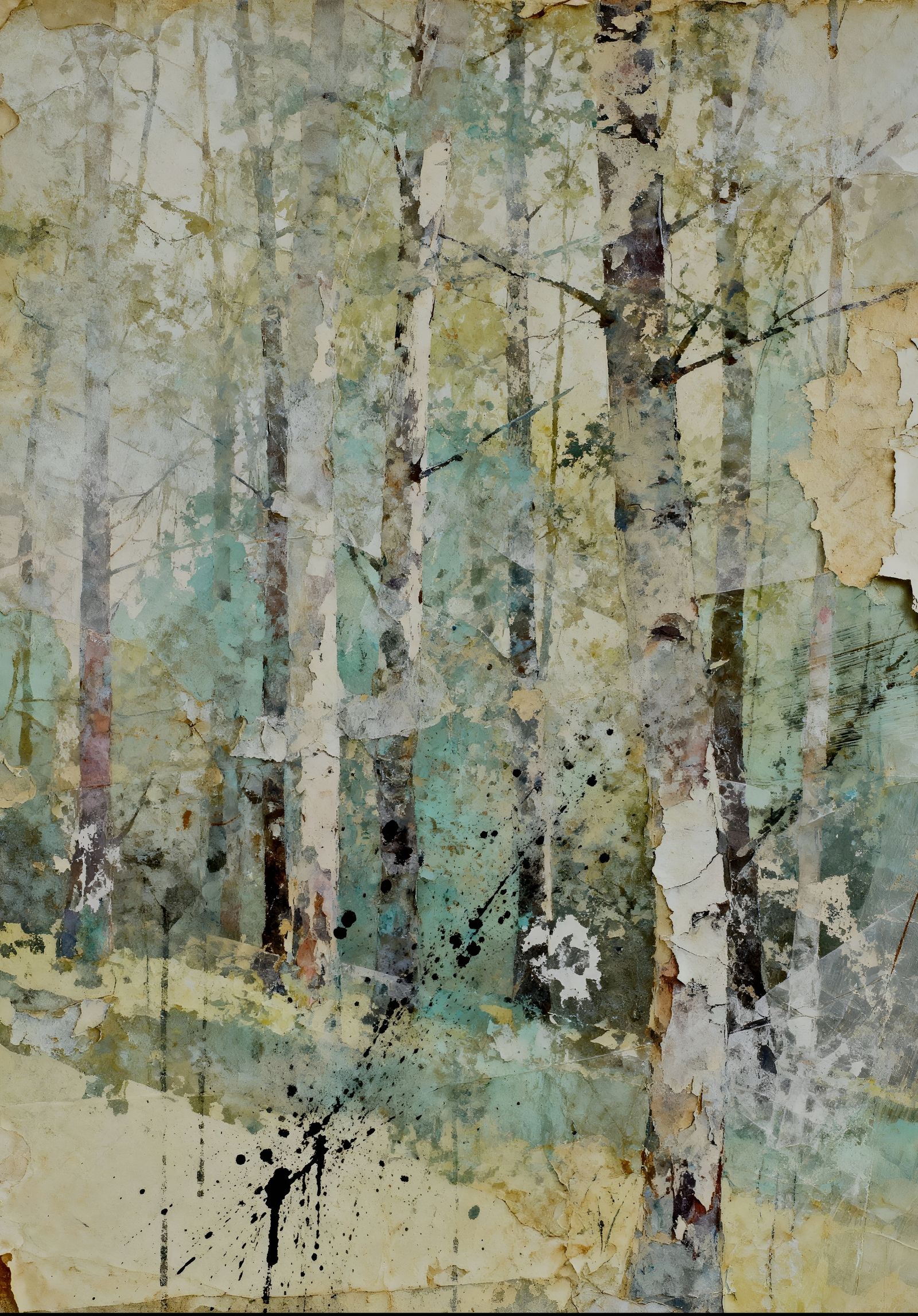 Botanical Flora Masterpiece with Vintage Forest and Mixed Me...