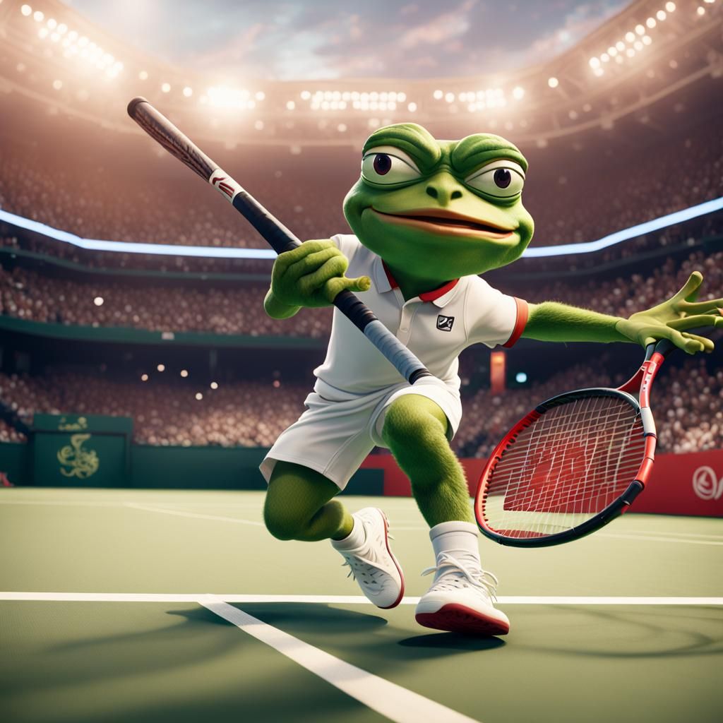 Pepe the Frog as Tennis Star, Detailed Painting