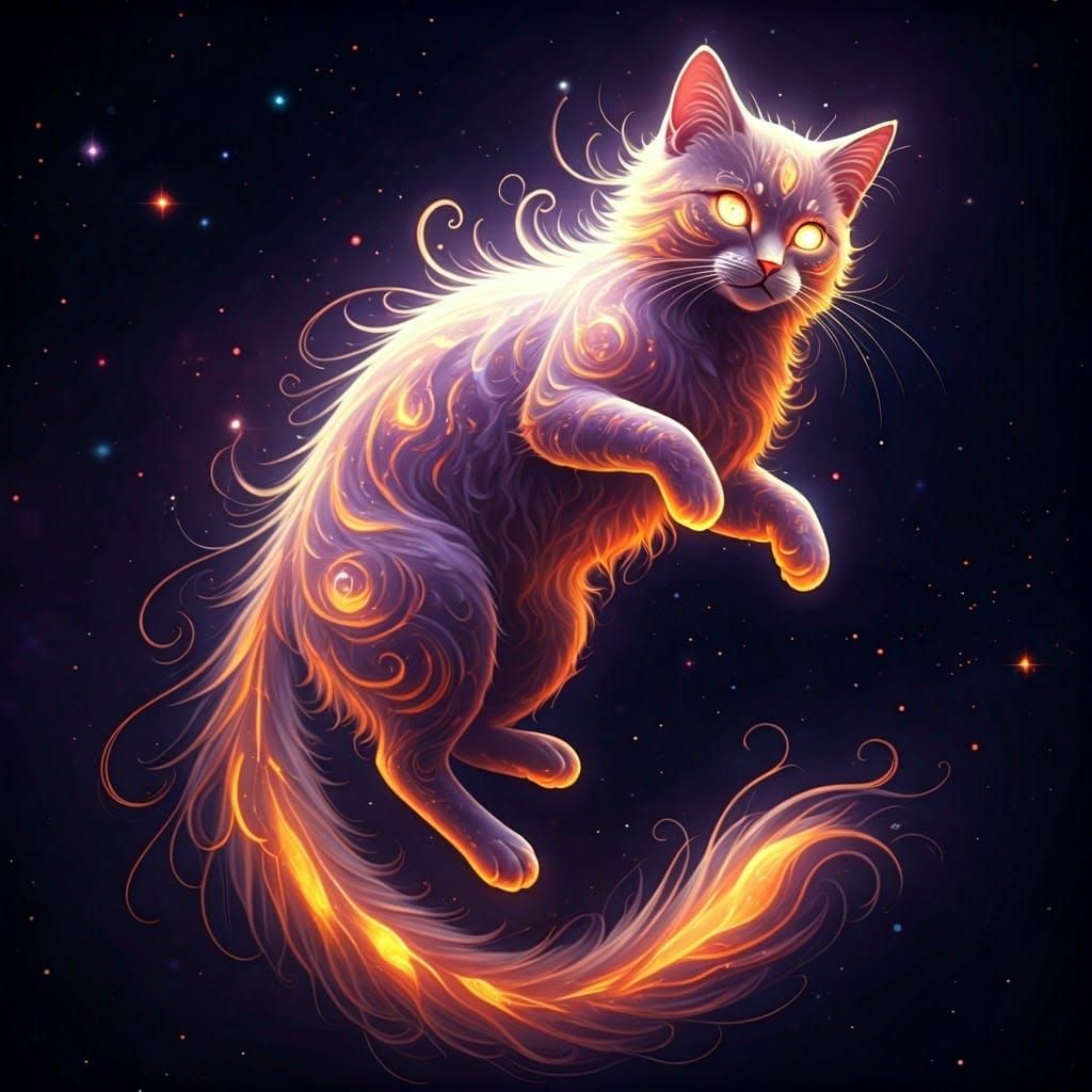 Surreal Ethereal Cat in Dreamy Void