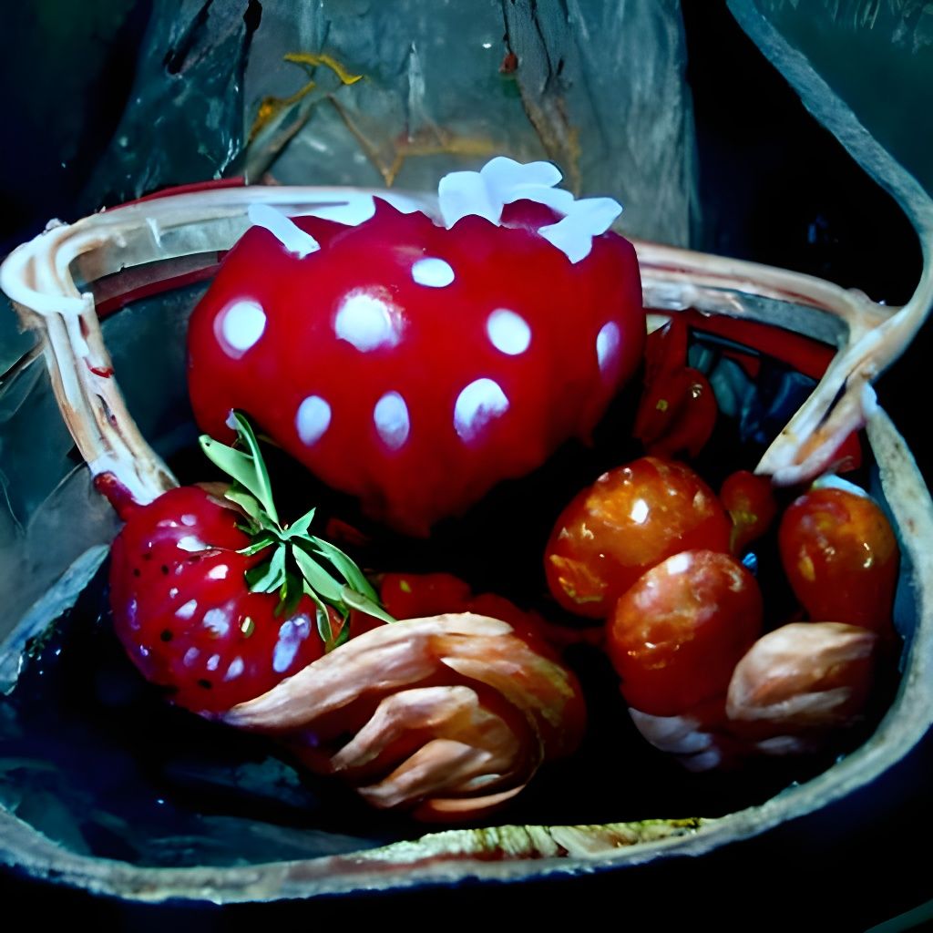 Strawberry Basket in Oil Painting Style