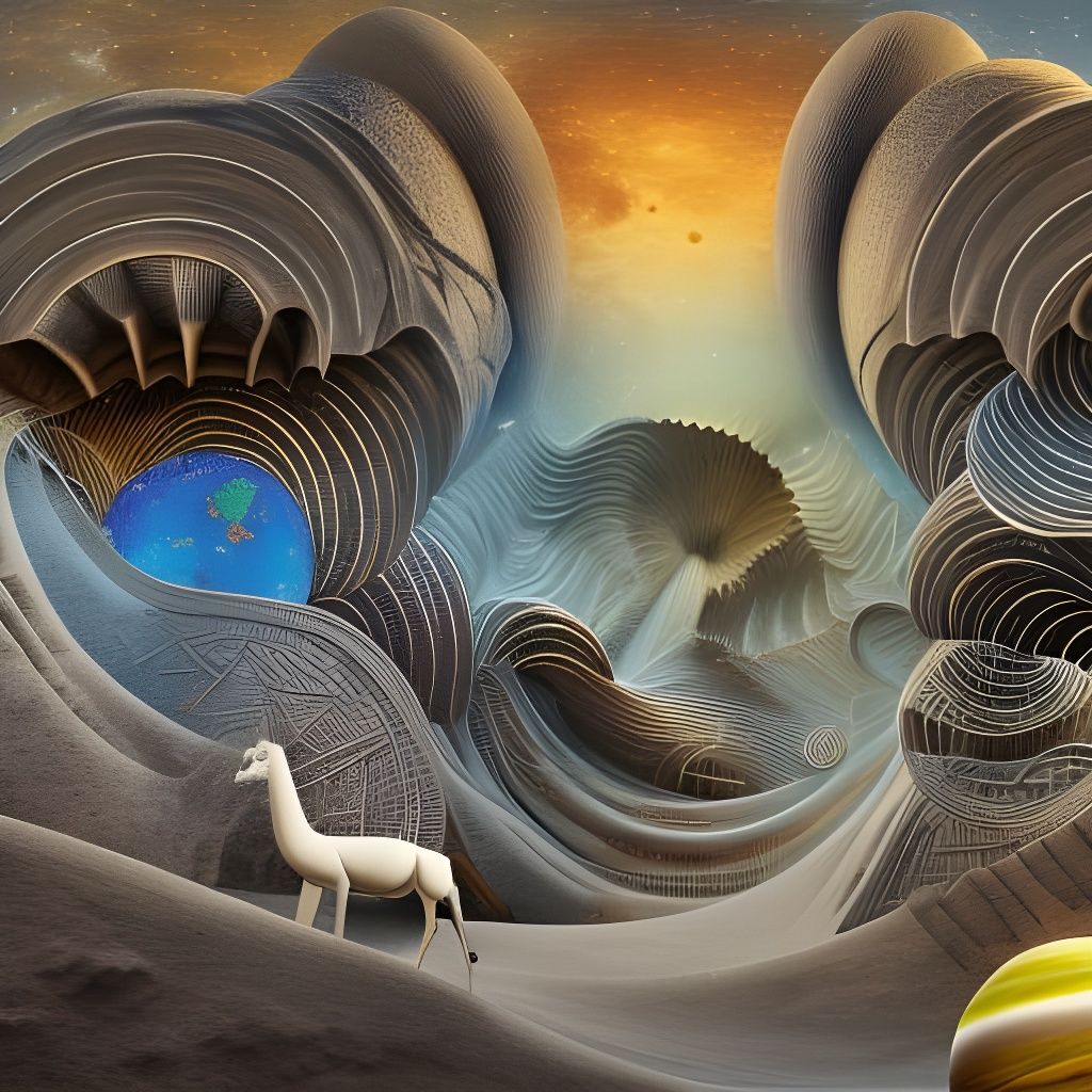 Surreal Desert Giraffe Under Psychedelic Moon