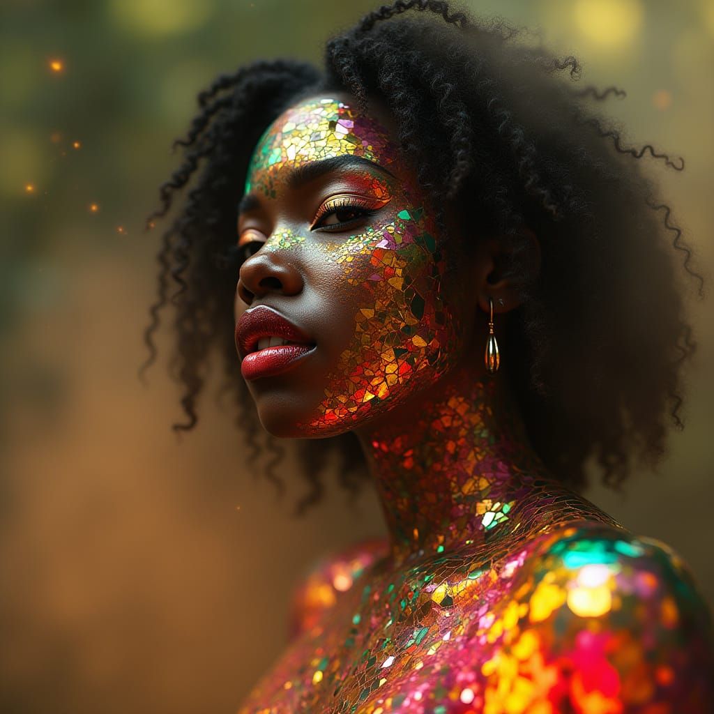 Mirror Glass Goddess with Tie-Dye Aura