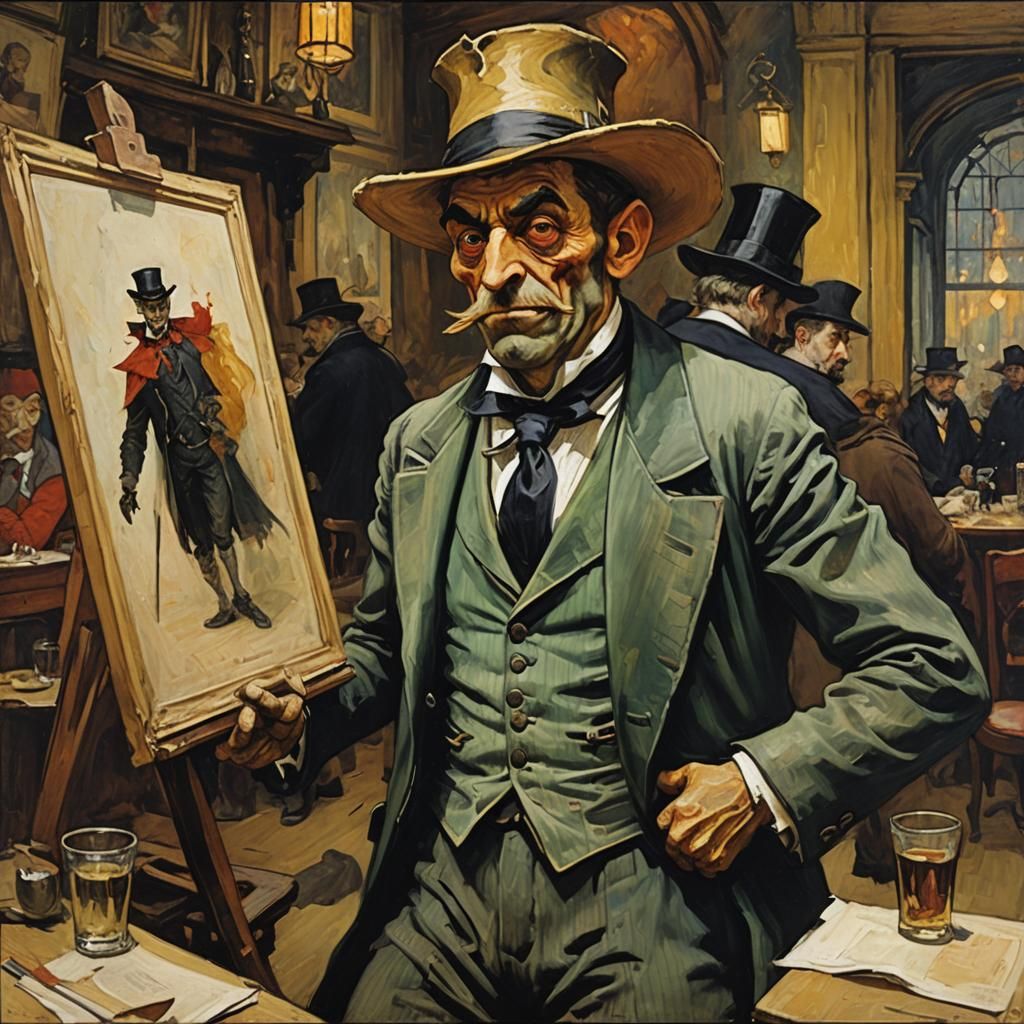 Sinister Hobgoblin Painting in Post-Impressionist Style