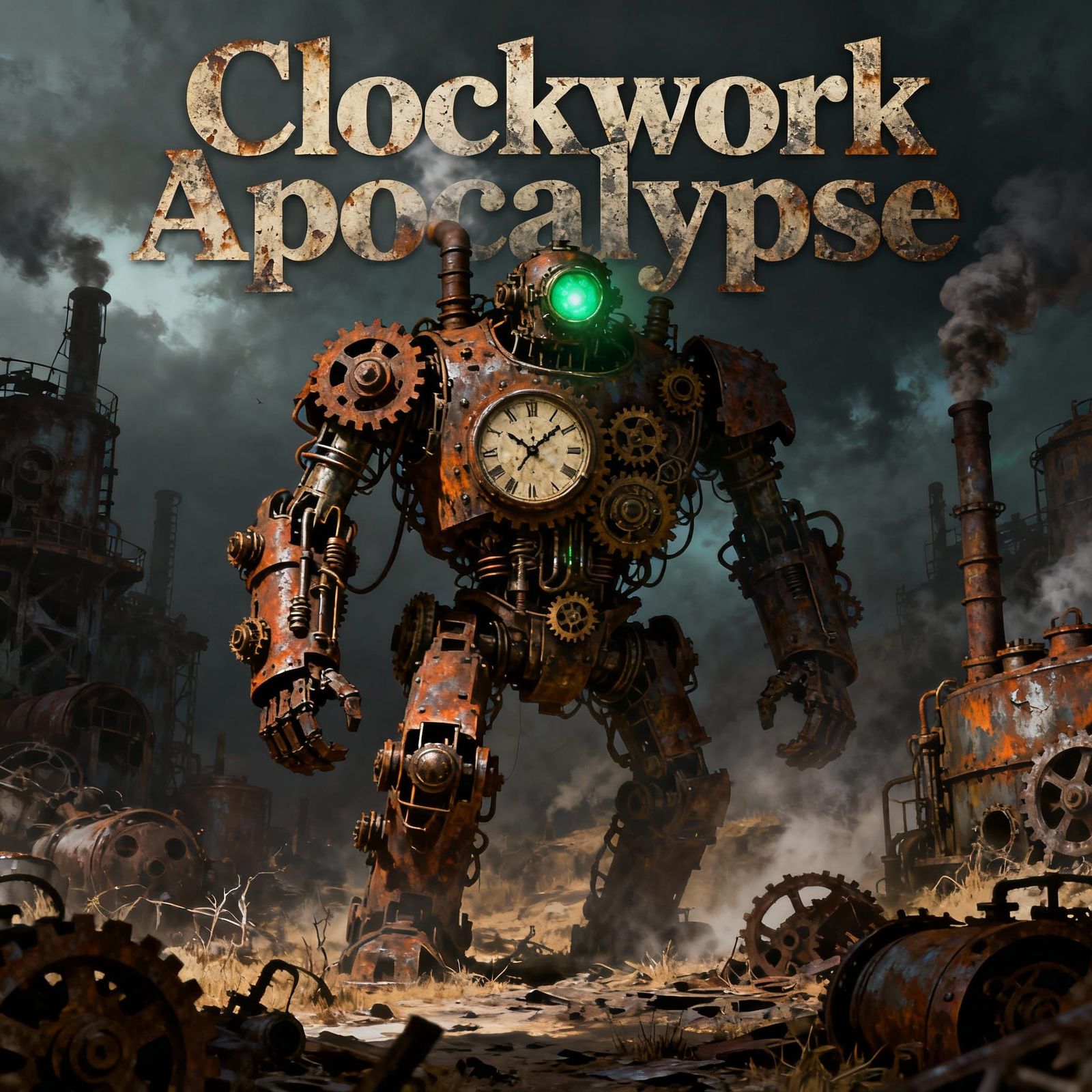 Colossal Golem in Desolate Wasteland Digital Painting