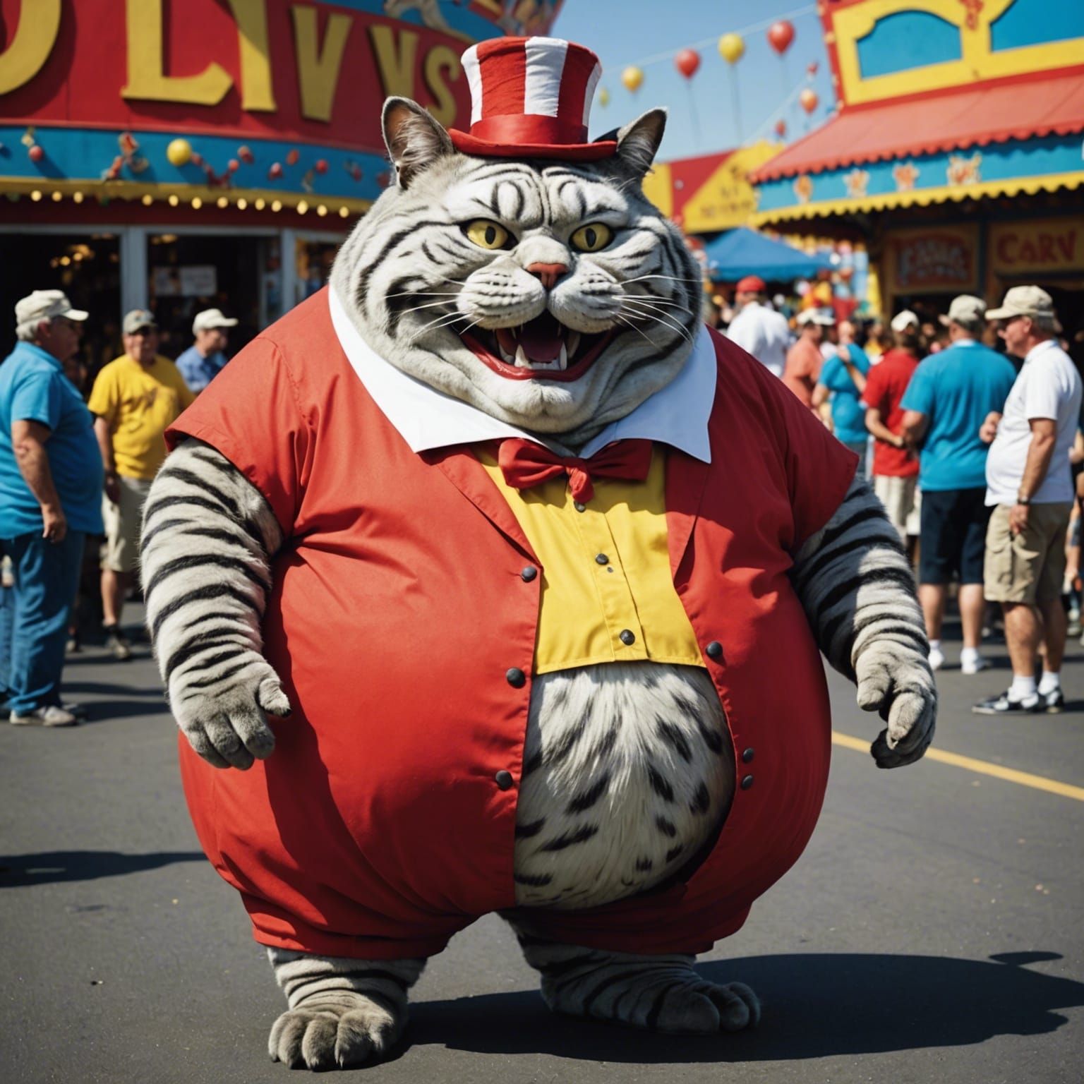 Irate Feline Carnival Worker in Seuss Style