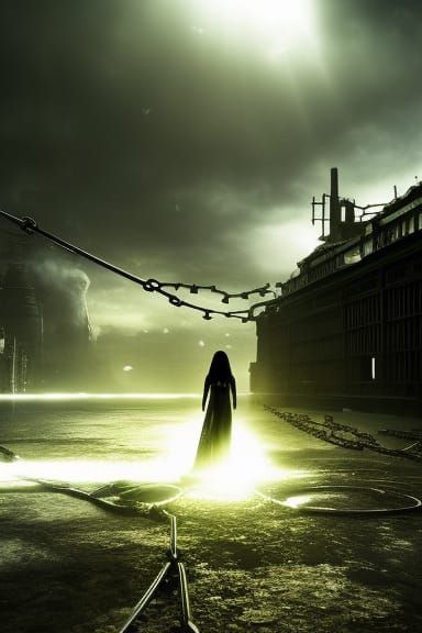 Woman Prisoner in Chains: Dark Fantasy Art