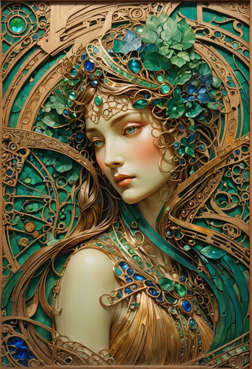 Ethereal Portrait in Art Nouveau Style