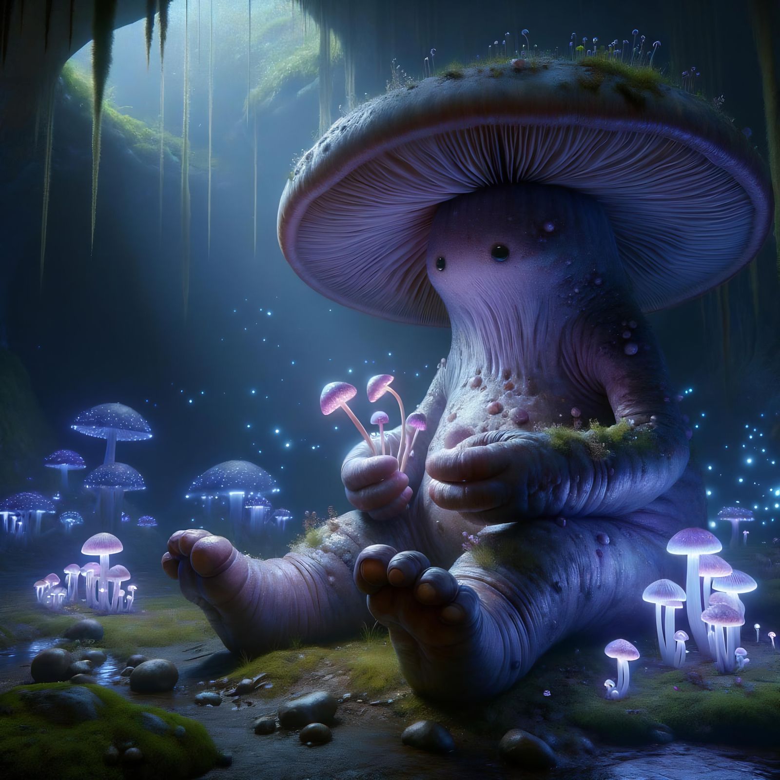 Enchanting Myconid in Luminous Underground Kingdom