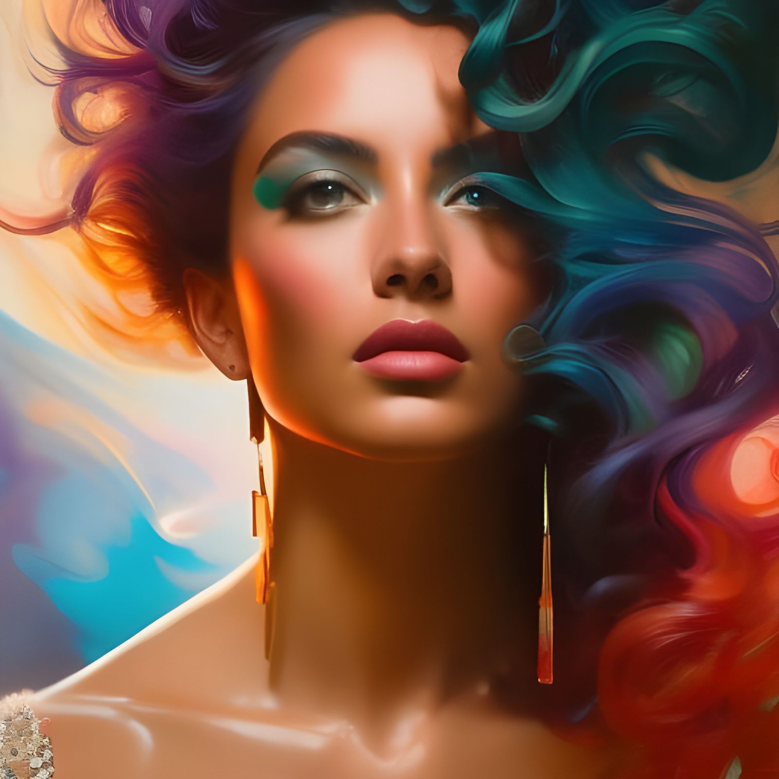 Colorful Nebula with Galaxies and Stars in Digital Art