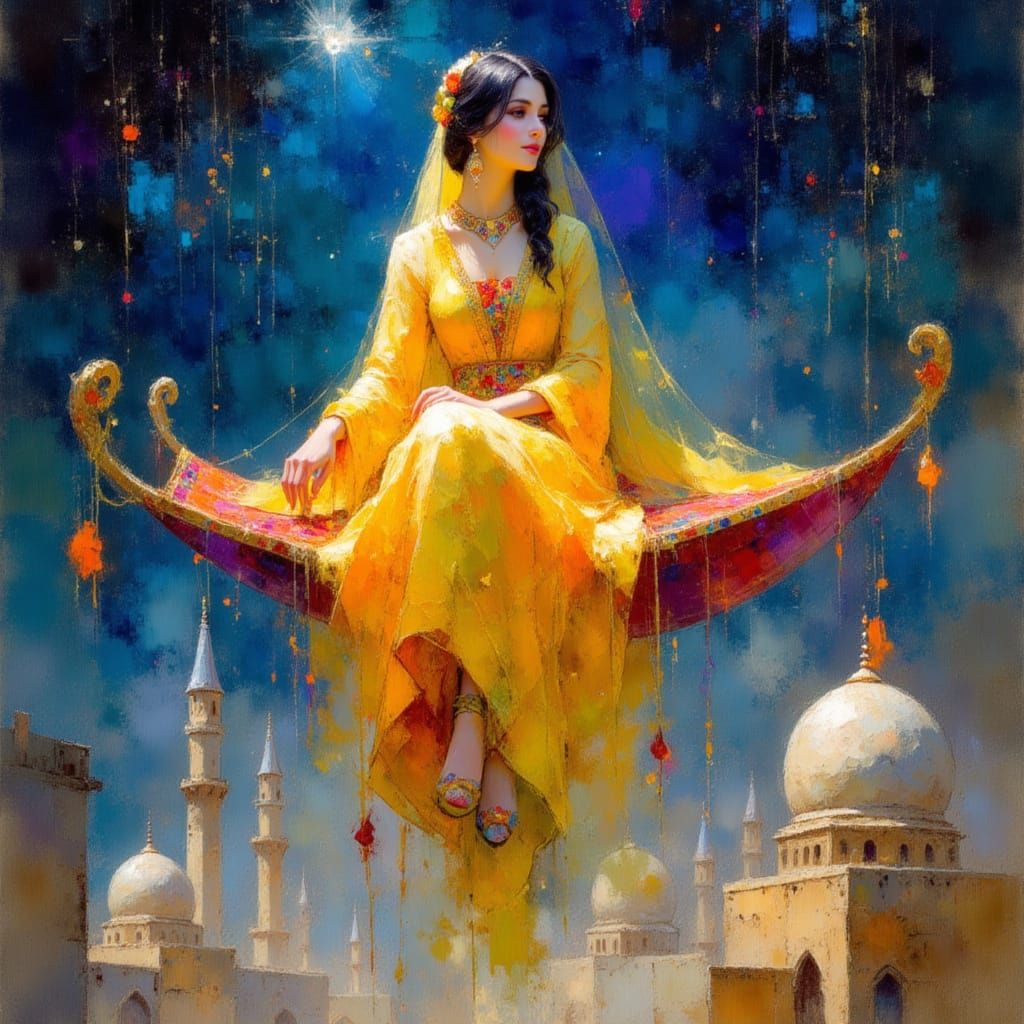 Regal Princess Soars on Vibrant Flying Carpet under Starry A...