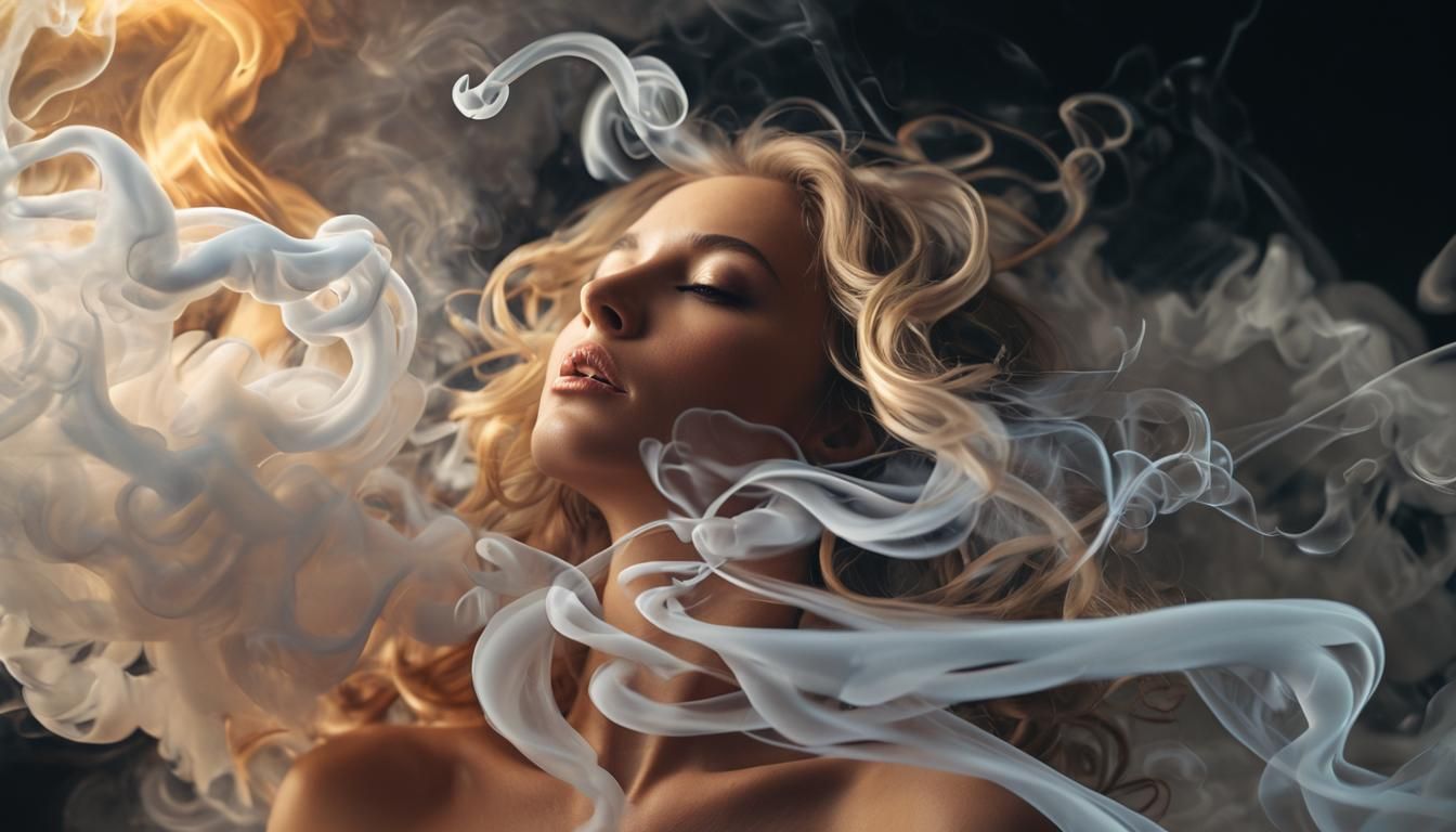 Only Wisps of white smoke drifting up to form the shape of a...