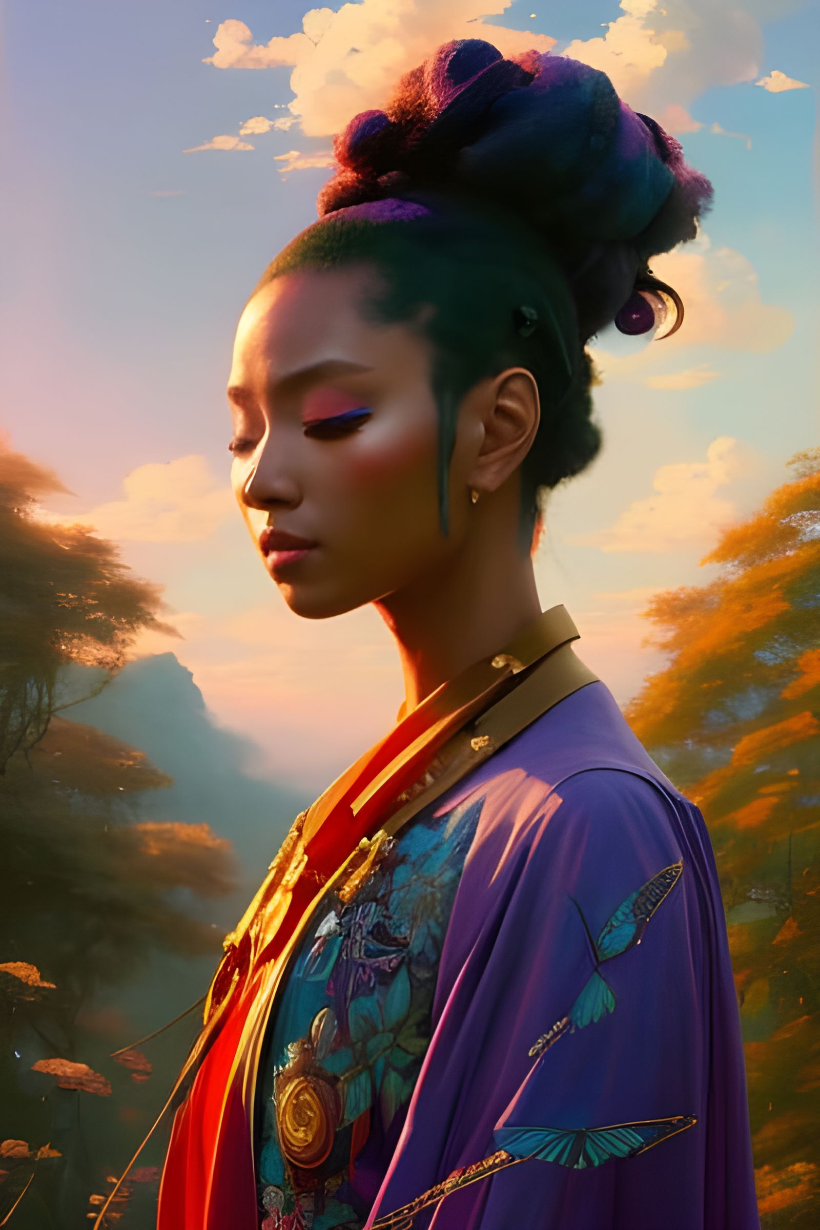 Colorful Anime Solarpunk Scene in Graffiti Style