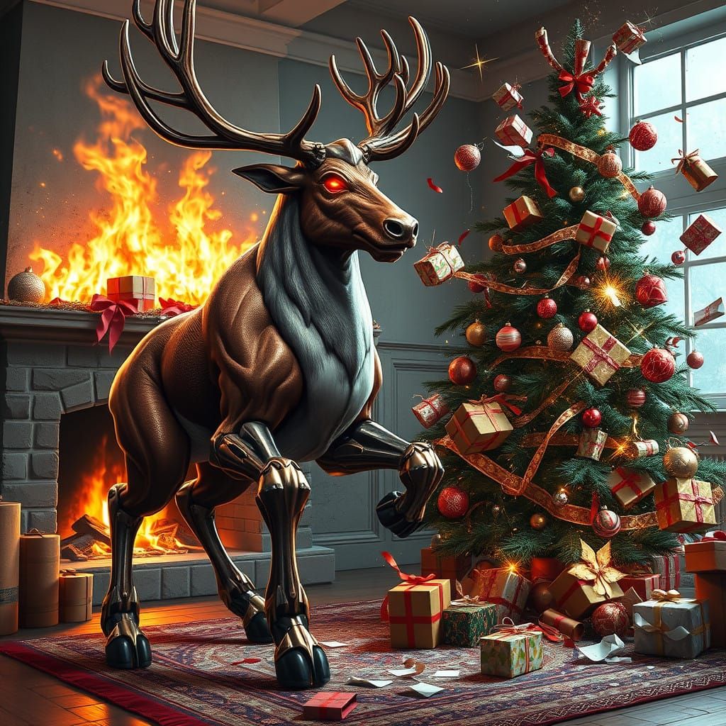 Cyberpunk Reindeer Unleashes Christmas Chaos