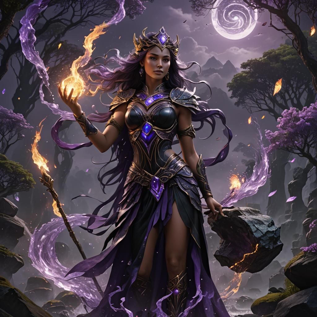 Rebecca as Goddess of the Elements: Detailed Matte Painting