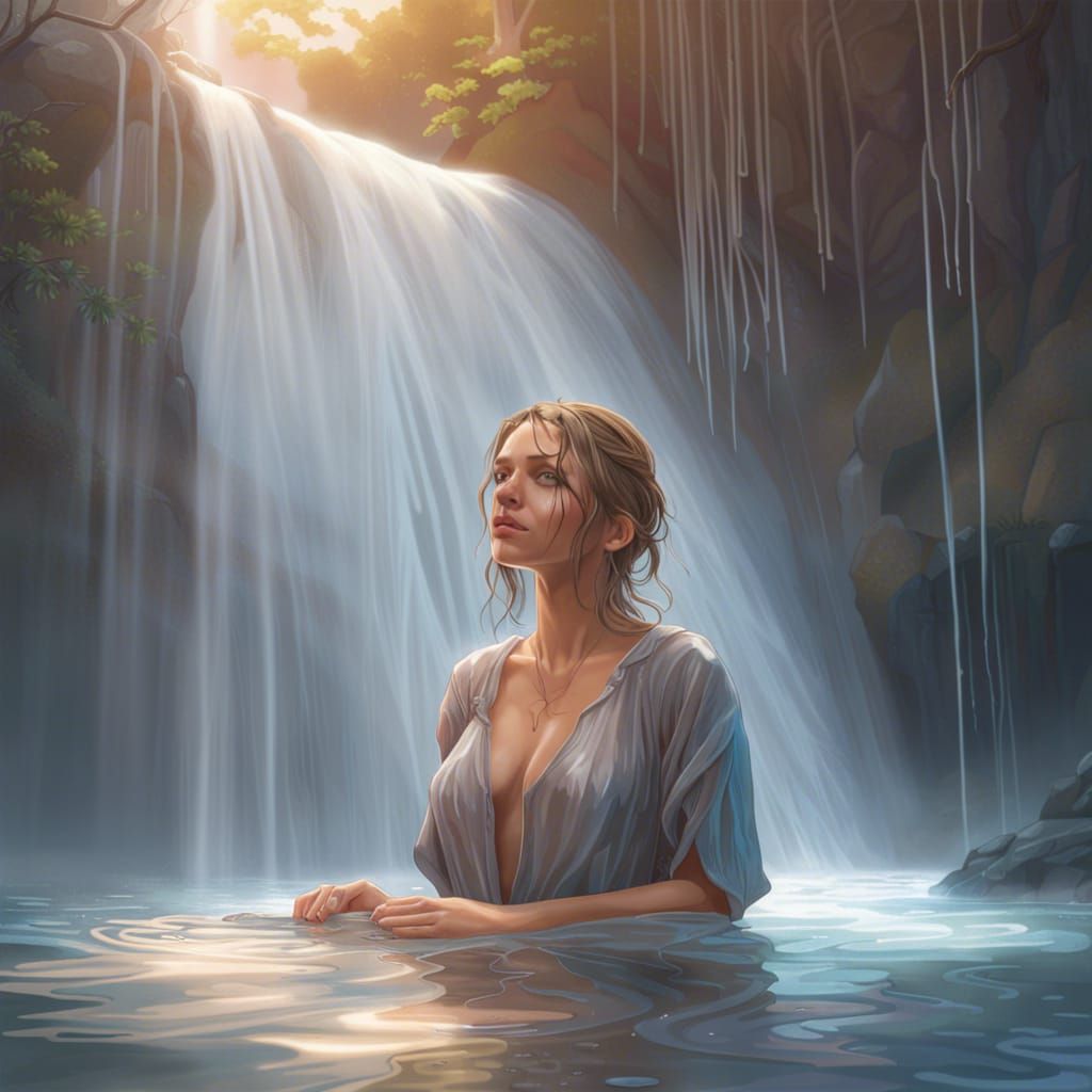 Waterfall Beauty in Ultra-Realistic Splash Art