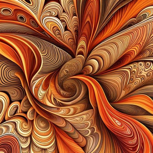 Orange Abstract Flowers in Bold Line Art