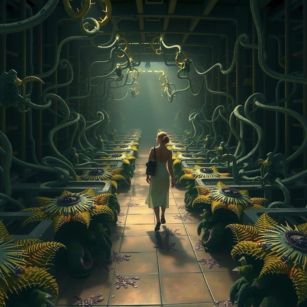 Carnivorous Flowers in Dark Fantasy Garden Maze