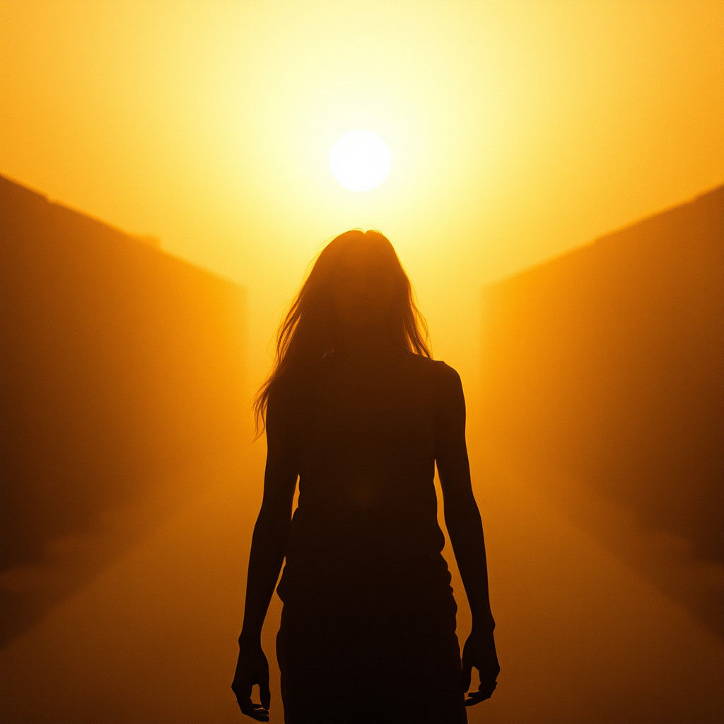 Cinematic Portrait with Golden Lighting and Film Grain