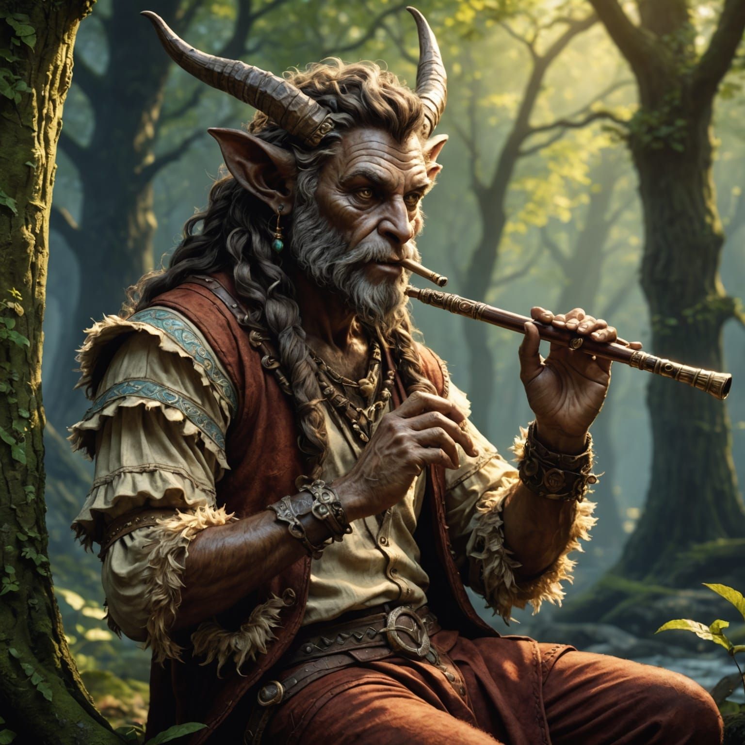 Satyr playing a flute