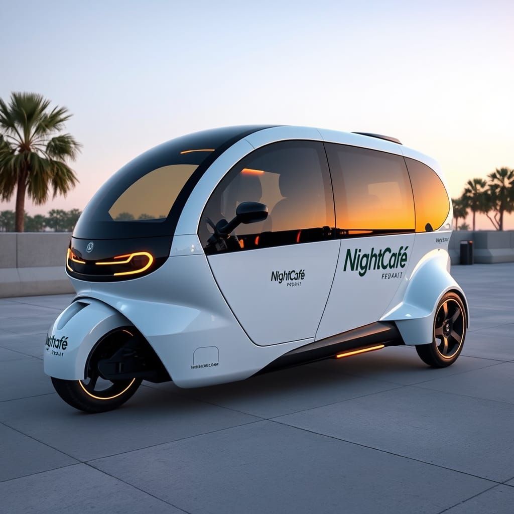 Futuristic NightCafe Branded Mobility Vehicle