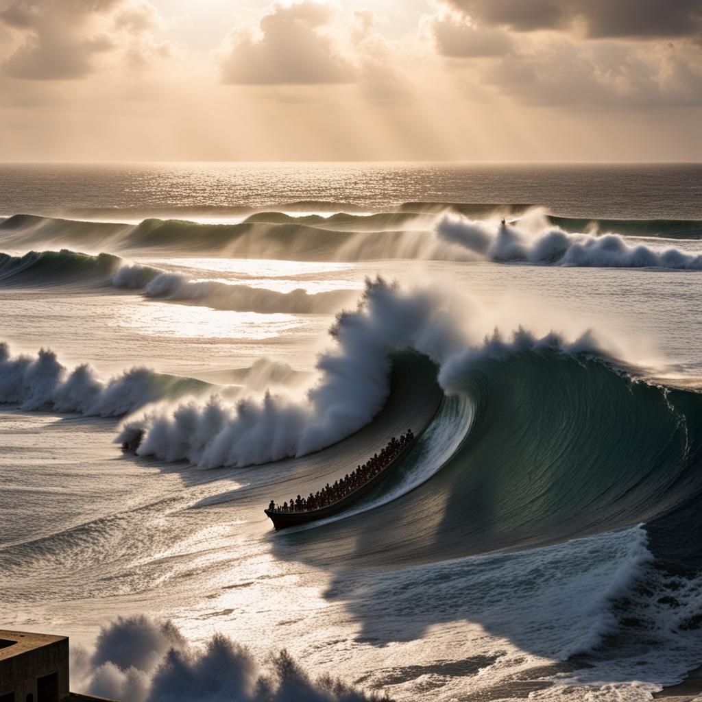 Tsunami Approaching Citadel Palace: Dramatic Ocean View