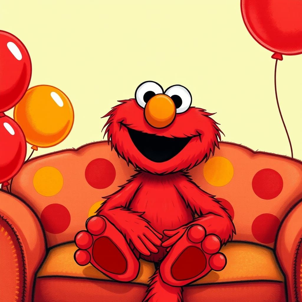 Elmo on a Couch: Whimsical Children's Illustration