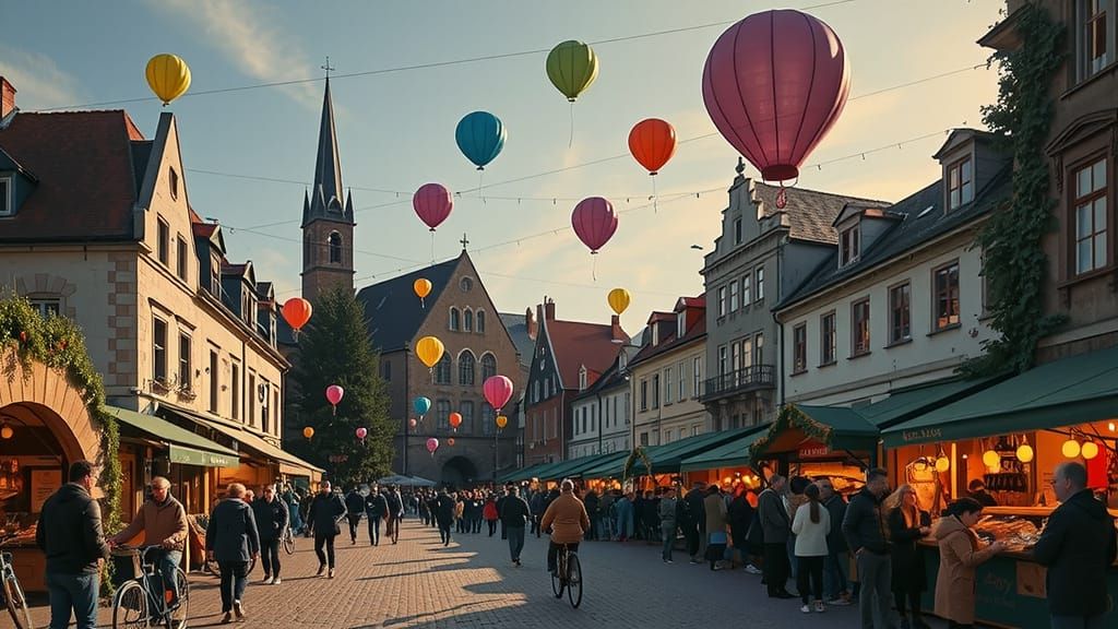 European Christmas Market Scene in Comic Book Style