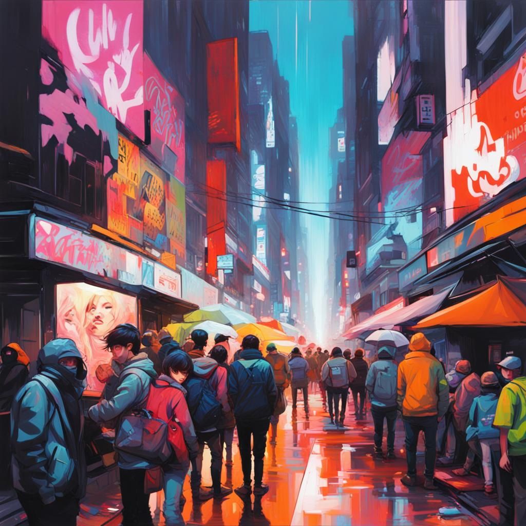 Cyberpunk Highstreet: Maximalist Graffiti Art