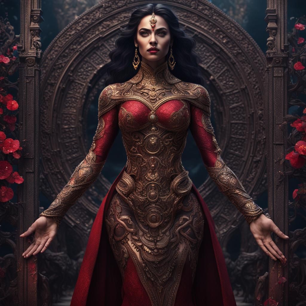 Goddess with Six Pack Abs in Dark Fantasy Style