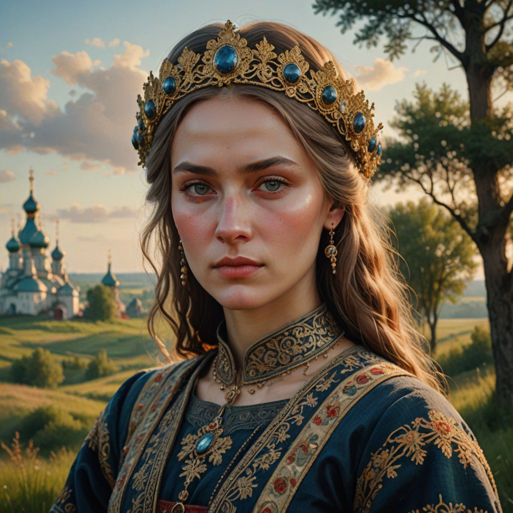Historical Russian Portrait in Regal Style