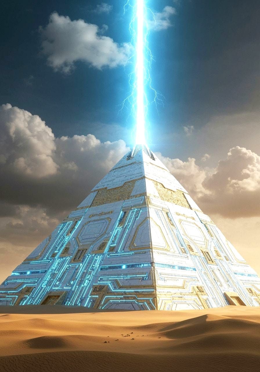 Futuristic Pyramid Power Plant in Sci-Fi Style