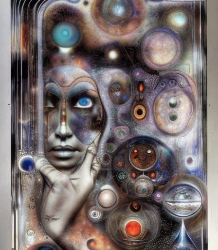 Surreal Astral Projection in Translucent Glass Style