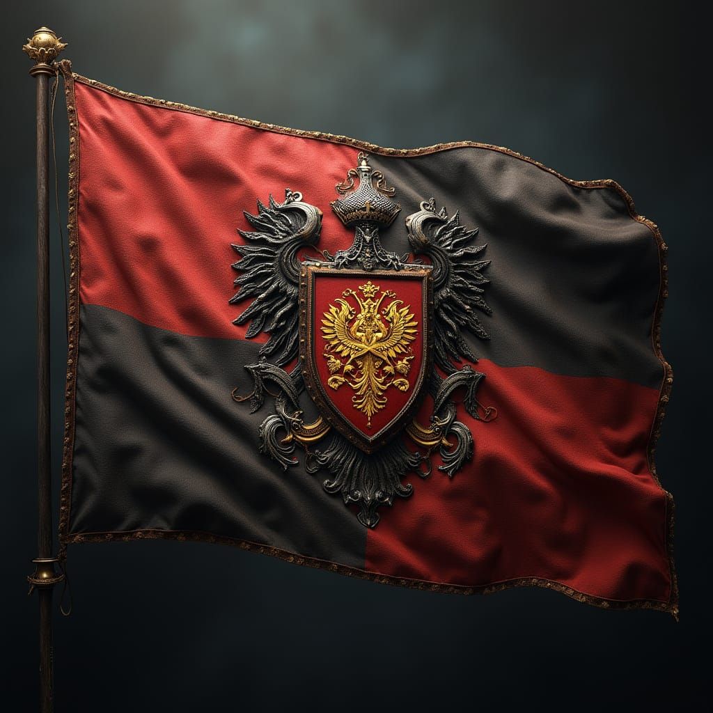 Hyperrealistic Holy Roman Empire Flag with Viking Elements
