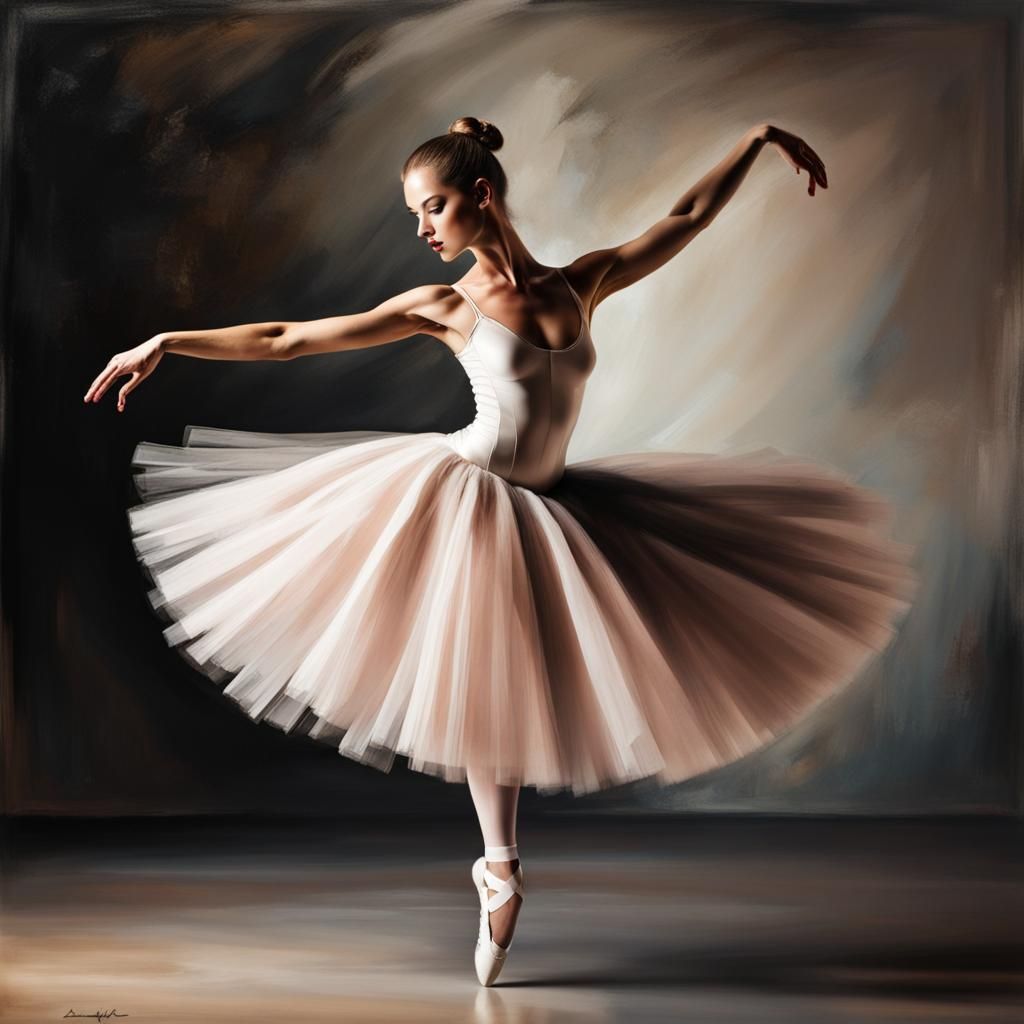 Ballerina Dancing in Caravaggio Style