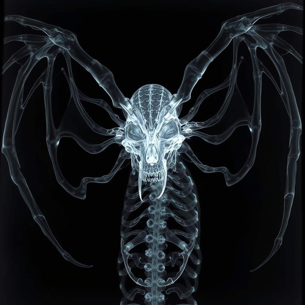 Intricate X-ray of Dracula in Long Exposure Style