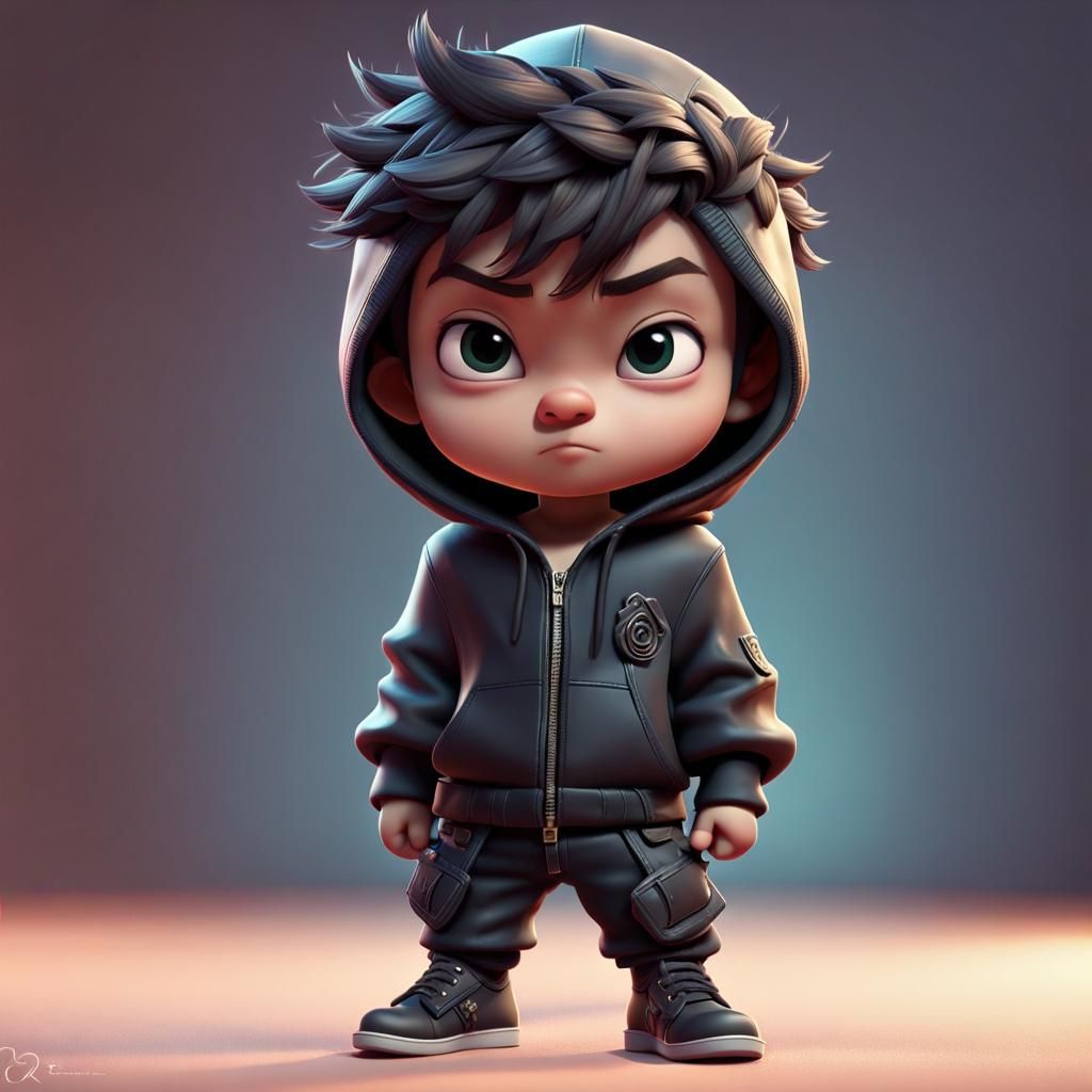 Cool Chibi Boy in Pixar-Style 3D Digital Art