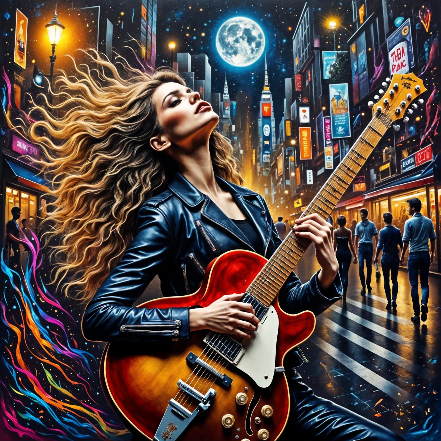 Electric Storm Unleashed in Vibrant Neo-Expressionist Painti...