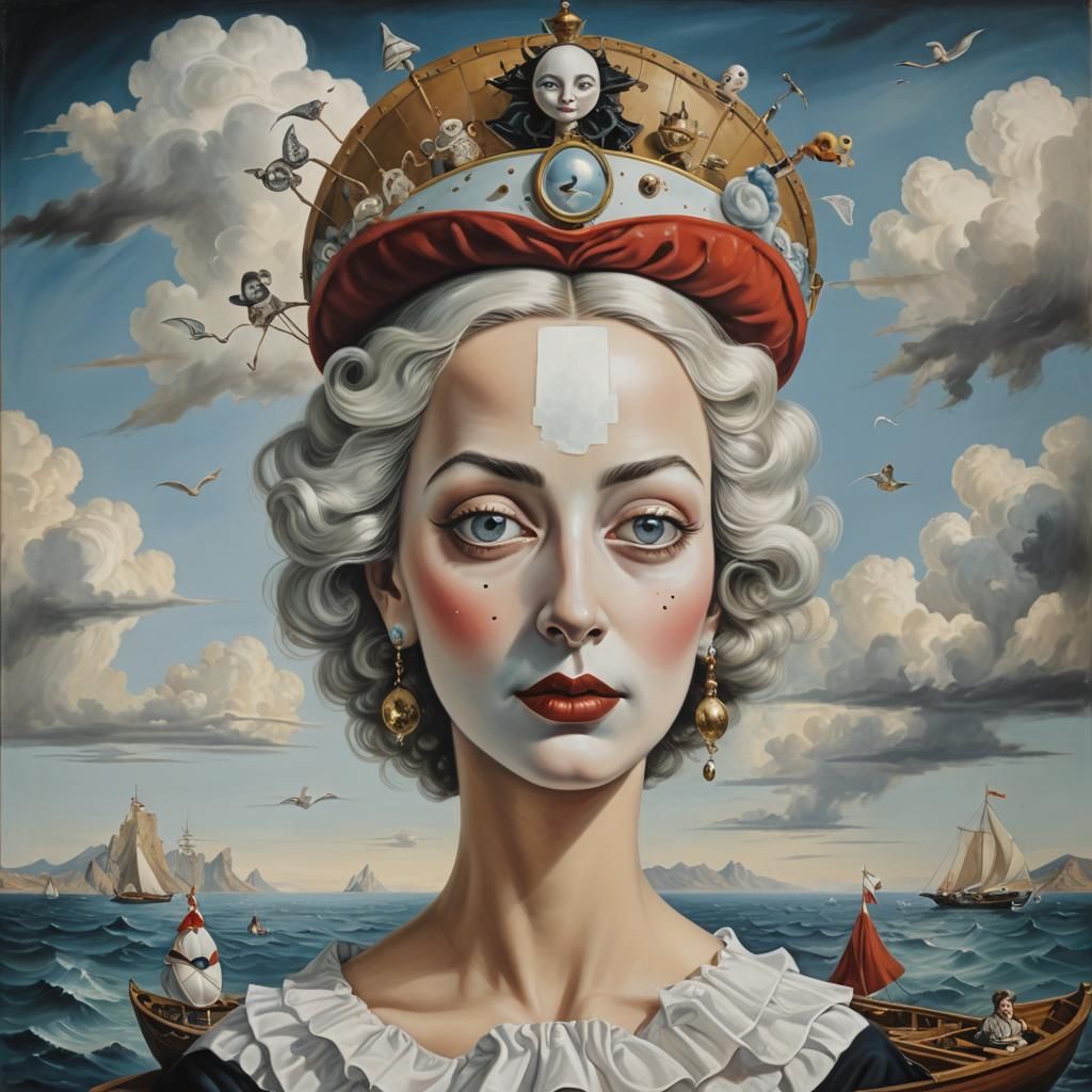 Surreal Harlequin Portrait in Salvador Dali Style